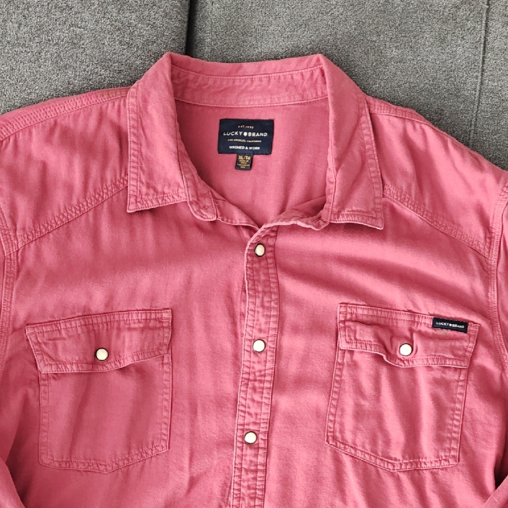 Lucky Brand Men's Pink Casual Button-Down Shirt